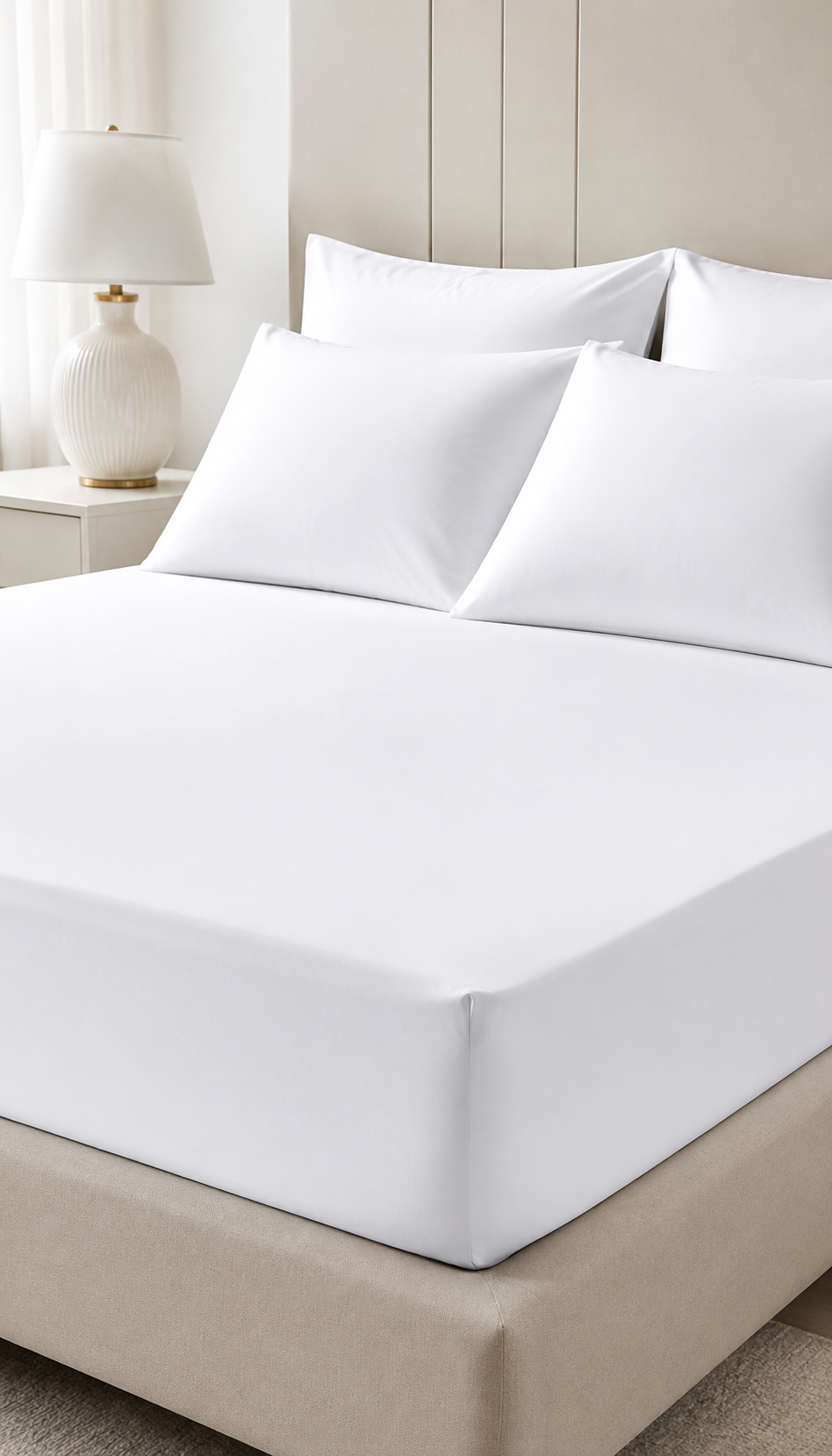 Soft White Bed Sheet Set with Deep Pocket Fitted Sheet | Wrinkle Resistant & Breathable Bedding | Hotel, Bedroom, Dorm