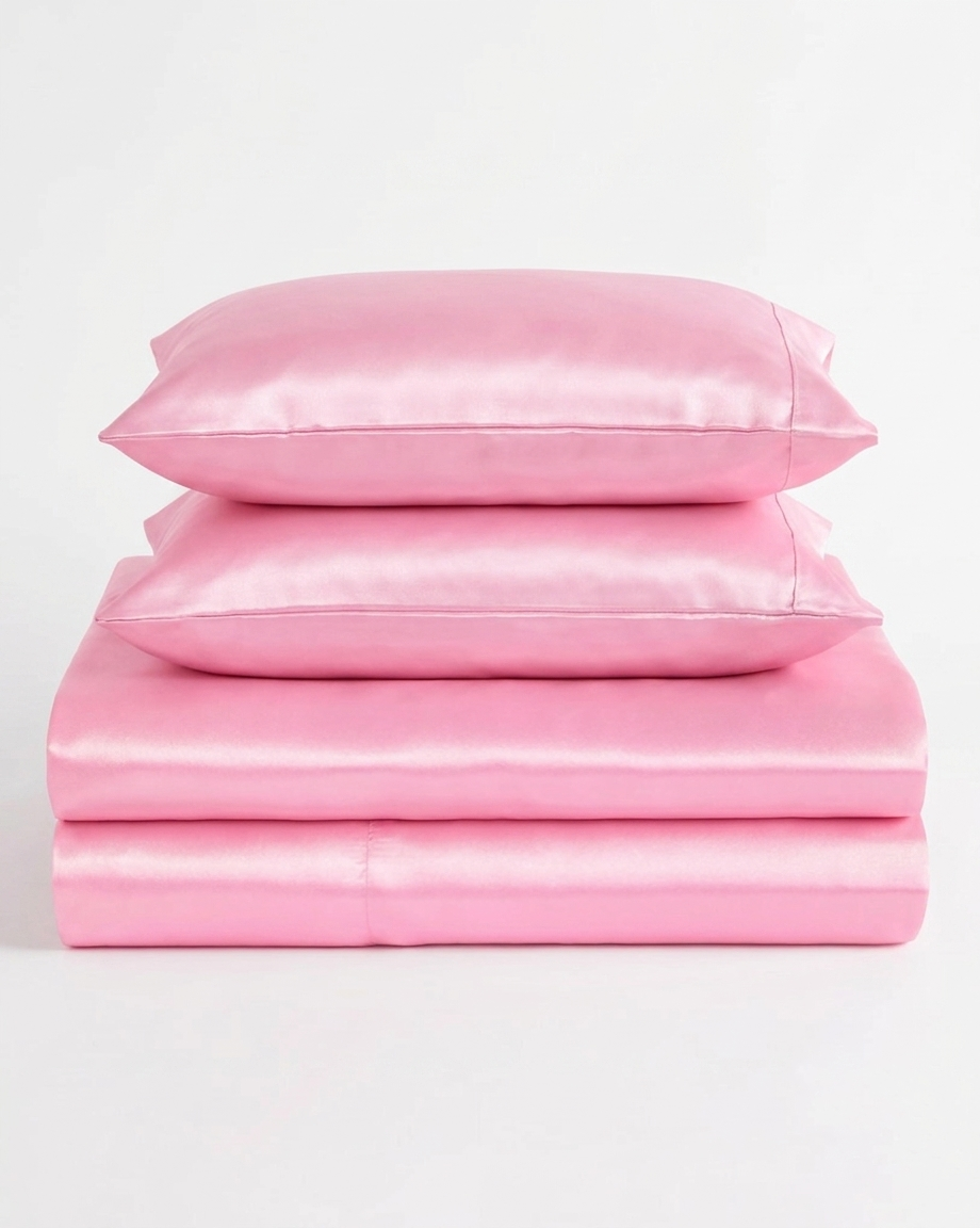 Luxury Silky Satin Sheet Set  Deep Pocket Fitted Sheet & Pillowcases, Soft Bedding for Hair & Skin