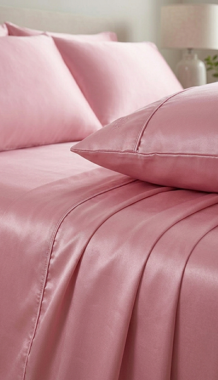 Luxury Silky Satin Sheet Set  Deep Pocket Fitted Sheet & Pillowcases, Soft Bedding for Hair & Skin