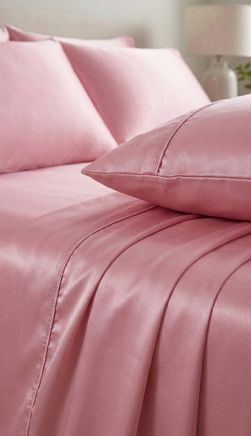 Luxury Silky Satin Sheet Set  Deep Pocket Fitted Sheet & Pillowcases, Soft Bedding for Hair & Skin