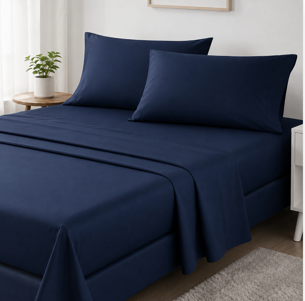 Salveno Twin XL Sheet Set for Dorm Rooms, Soft College Bedding Set with Fitted Sheet, Flat Sheet & Pillowcases