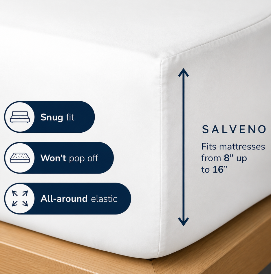 Salveno Twin XL Sheet Set for Dorm Rooms, Soft College Bedding Set with Fitted Sheet, Flat Sheet & Pillowcases